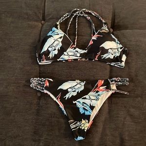 CUPSHE Black Midnight Garden Bikini- Size XL